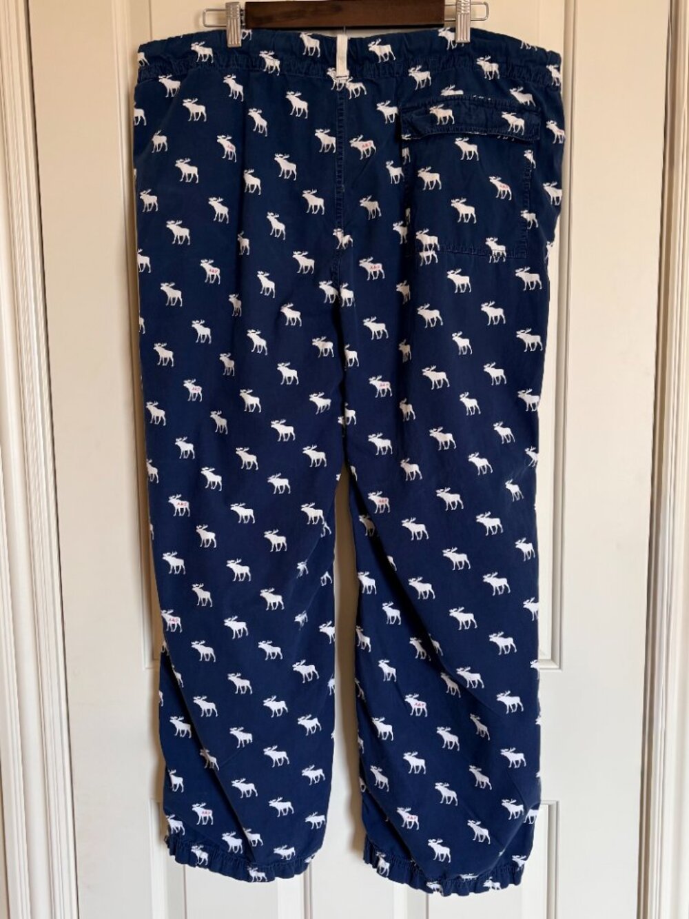 VINTAGE Abercrombie & Fitch Pajama Pants XL Blue Moose Logo Y2K Iconic Sleepwear - Picture 3 of 7